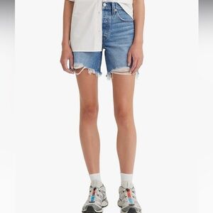 Women’s Levi’s 501 mid thigh shorts Size 27 New Indigo destructed